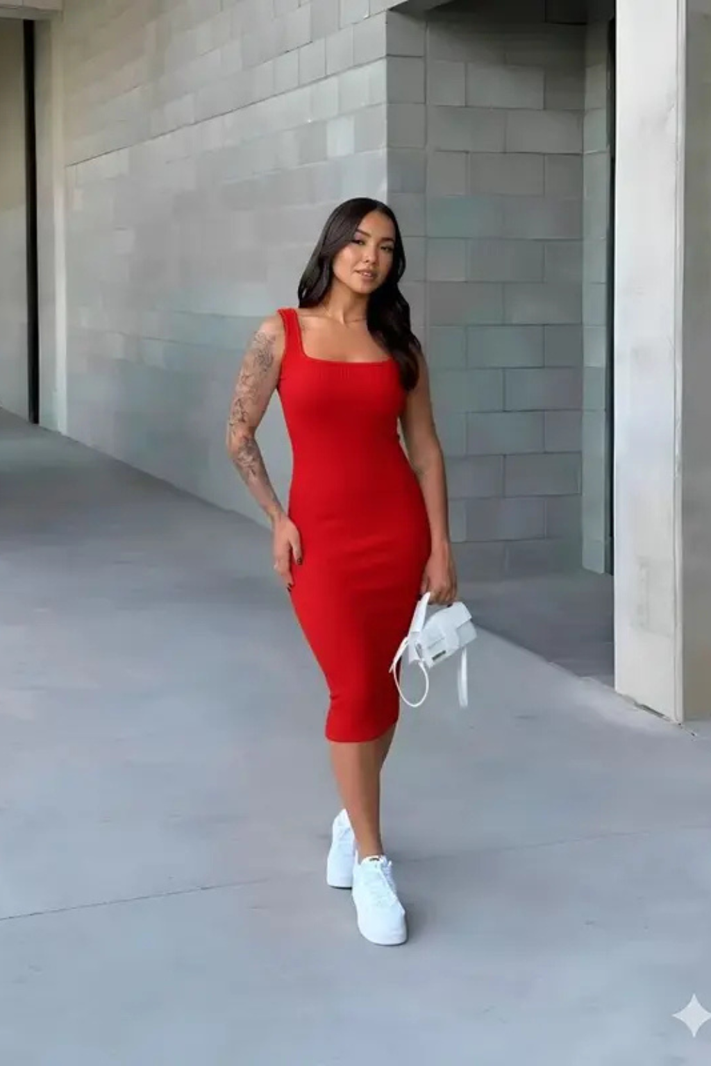 Vestido Midi Costas Nuas Tubinho Canelado Colado Modelador Gringa