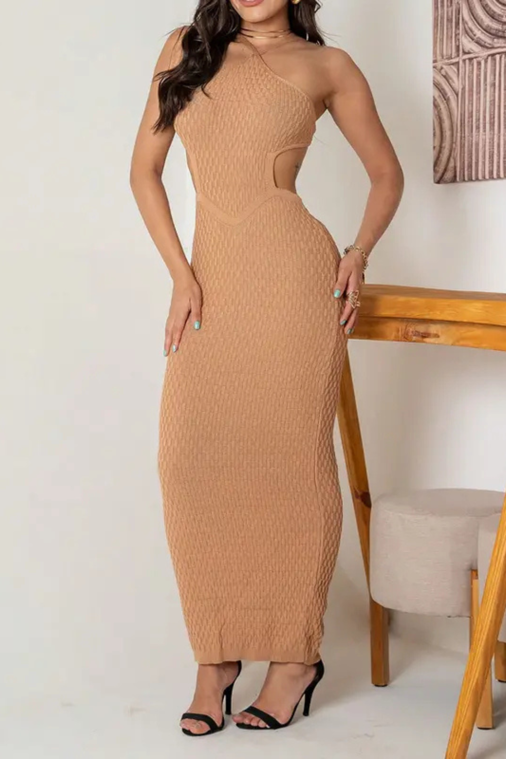 Vestido Vesati Cordao Ascosta Amarra Linha Tricot Modal