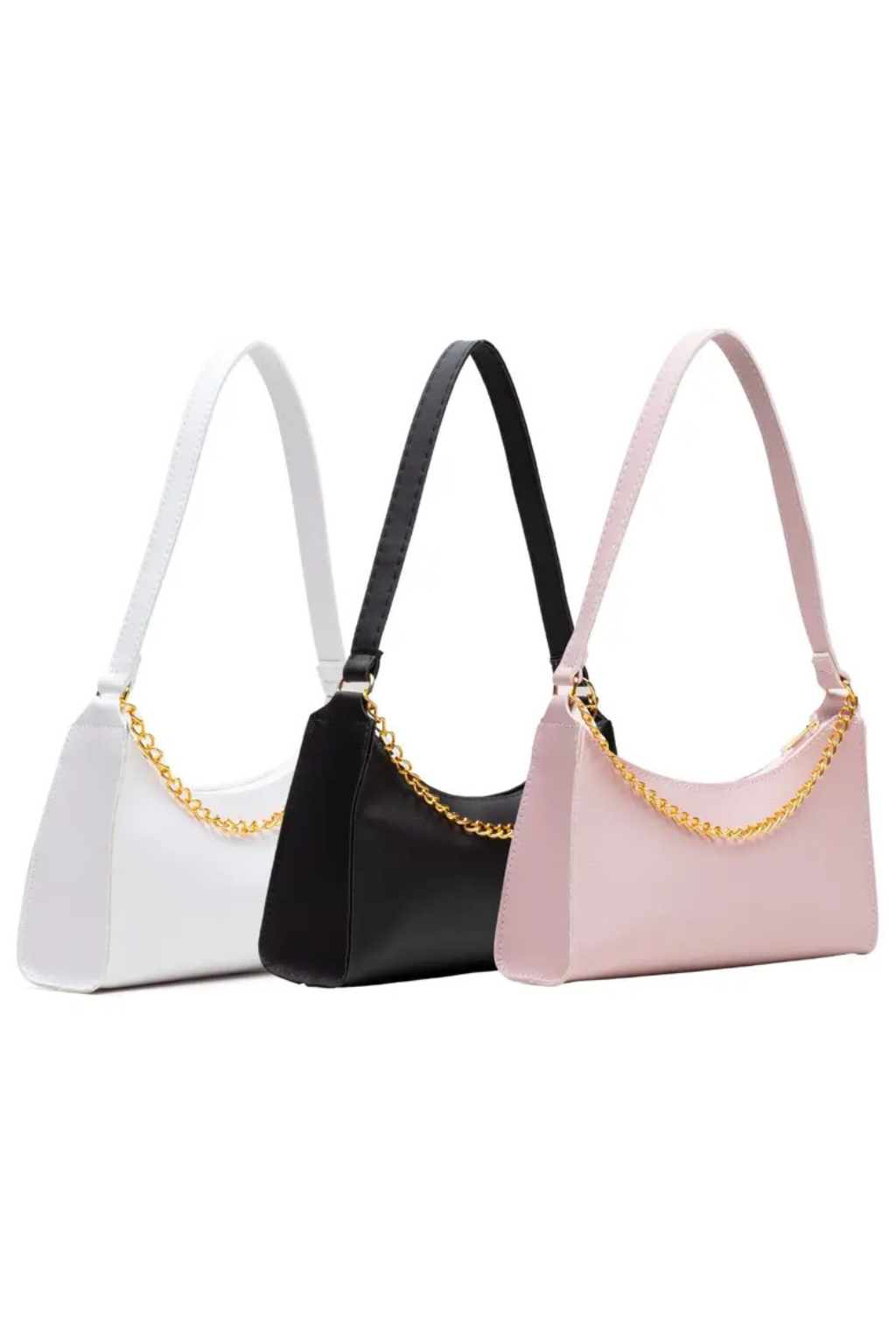 Compre 1 Leve 3 Bolsas Femininas Baguetes Correntes Lisas de Ombro e Mão Pequenas