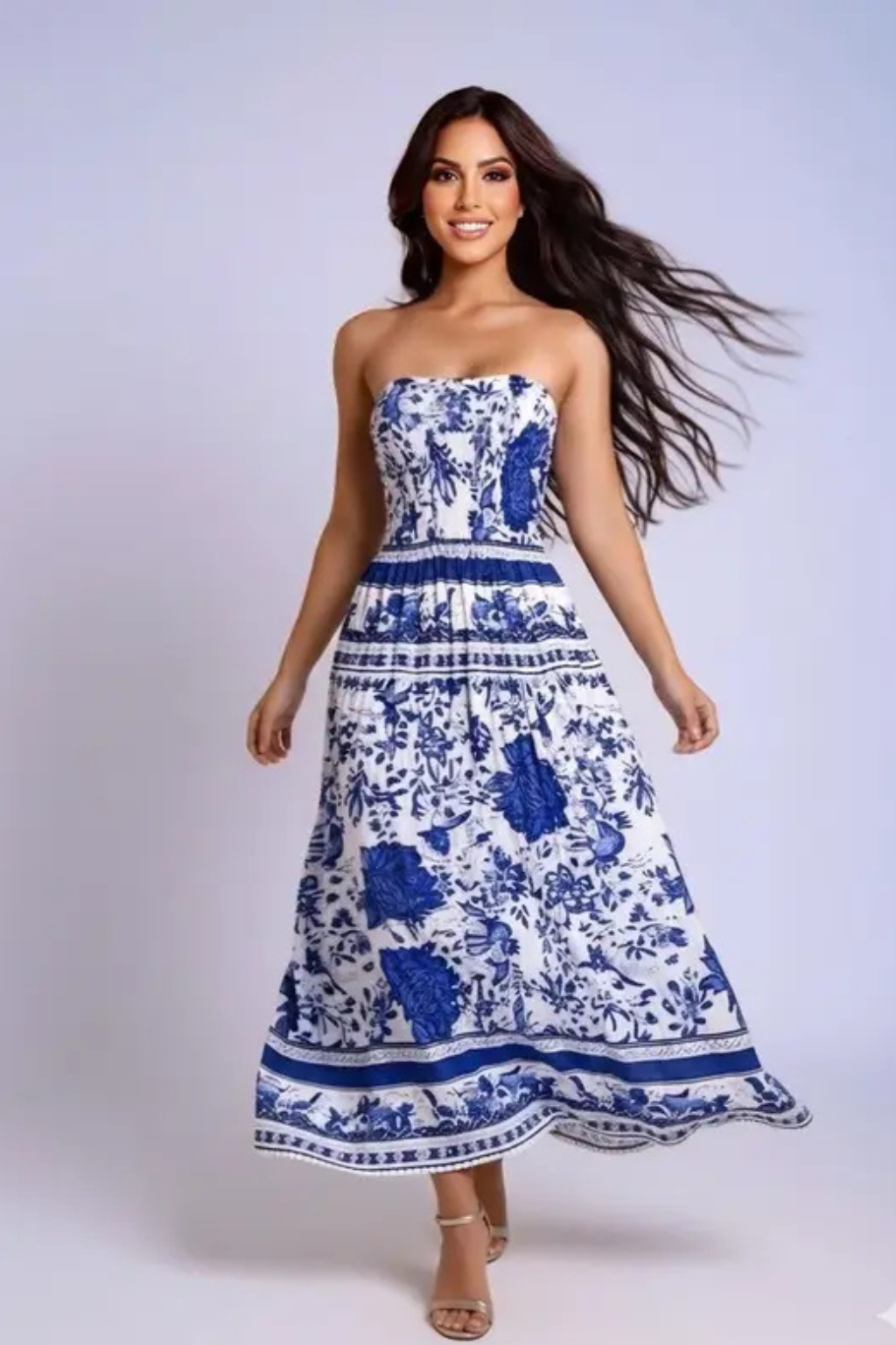 Vestido Inspiração Tomara que Caia Elegante Vestido Longo Inspiração Ano Novo