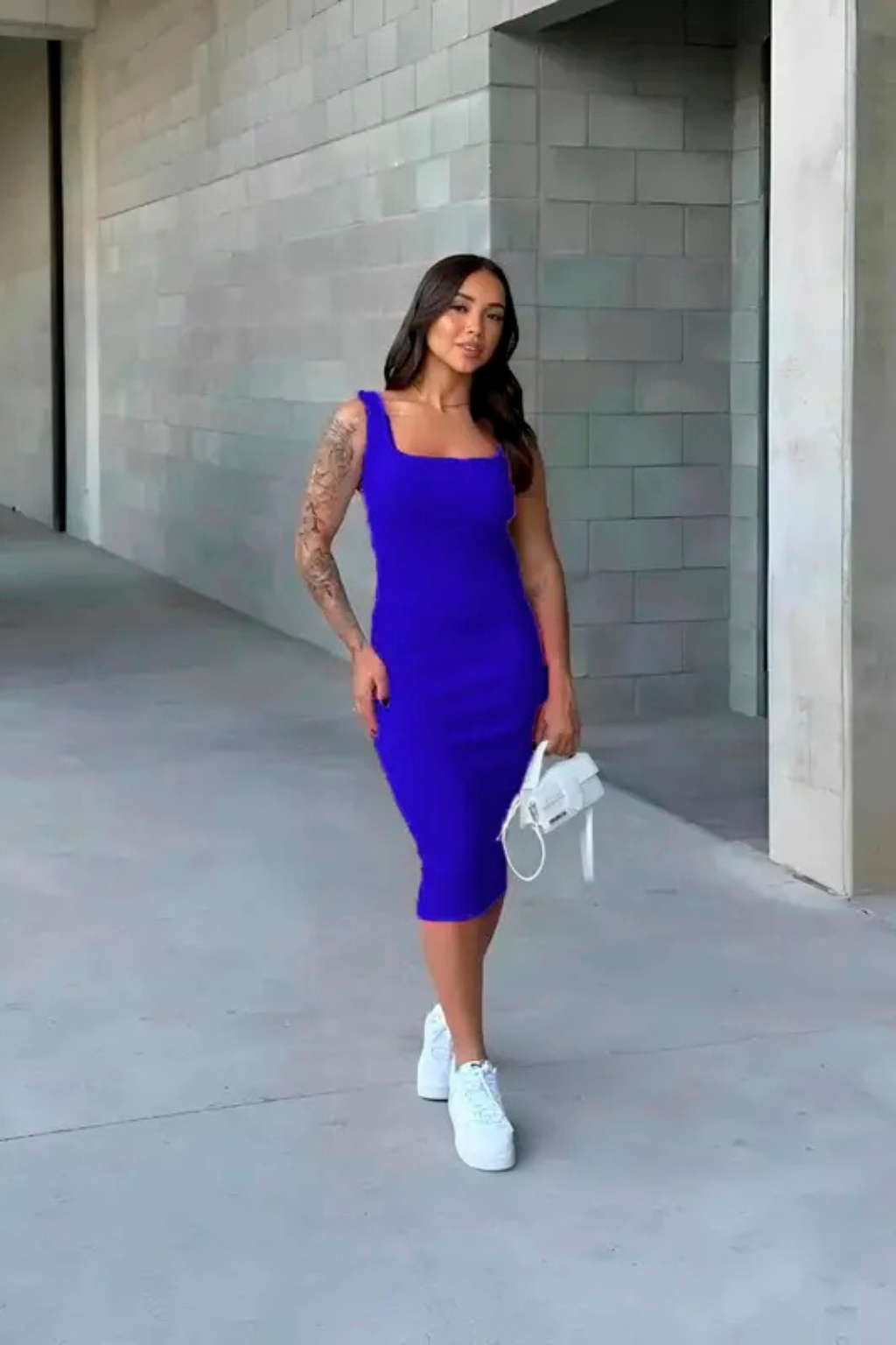 Vestido Midi Costas Nuas Tubinho Canelado Colado Modelador Gringa