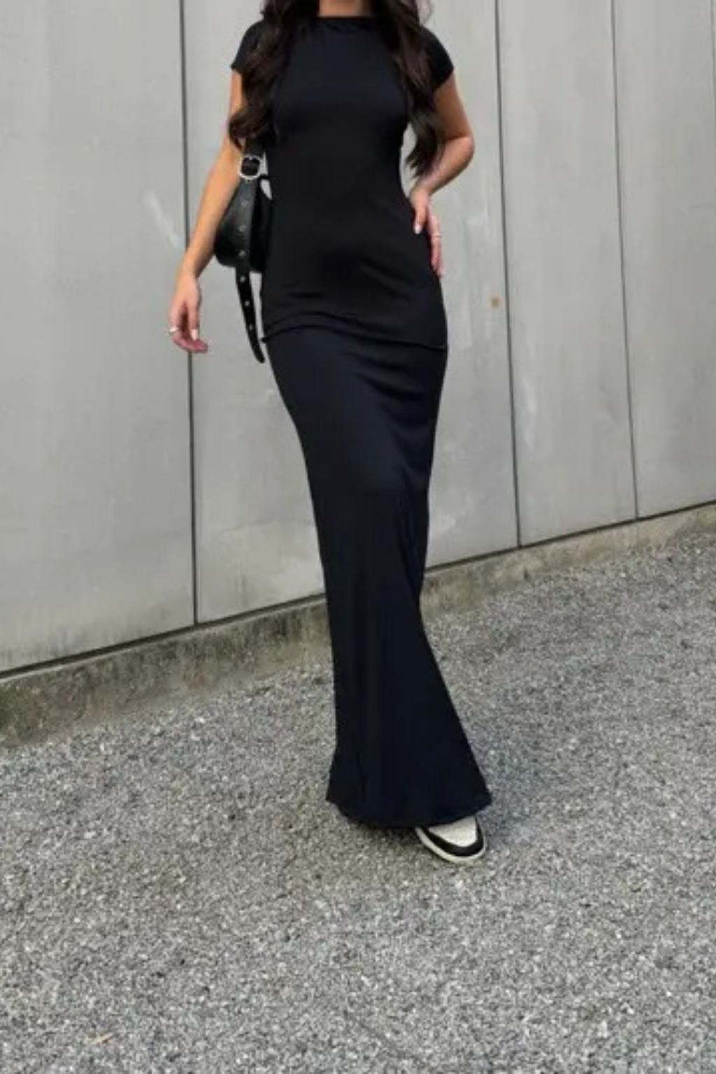 Vestido Feminino Longo Suplex Gringo com Costas Abertas Elegante