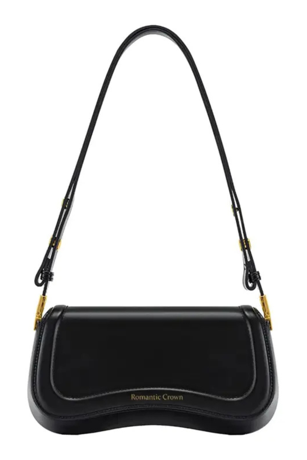 Bolsa Tiracolo Feminina Elegante Presente Perfeito Couro Preto com Alça Ajustável-ROMANTIC CROWN