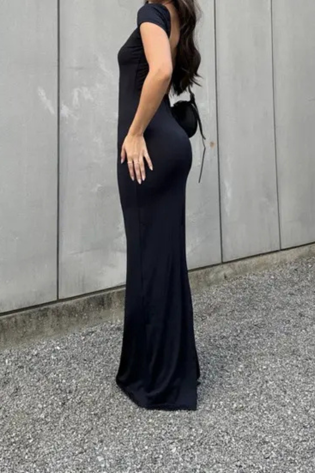 Vestido Feminino Longo Suplex Gringo com Costas Abertas Elegante