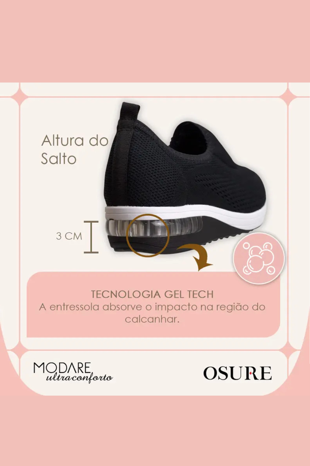 Tênis Modare Ortopédico Feminino UltraConforto Confortável Amortecedor Gel Tech Palmilha Soft Macia Fascite Plantar