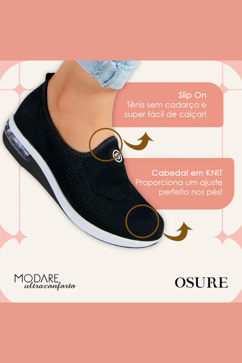 Tênis Modare Ortopédico Feminino UltraConforto Confortável Amortecedor Gel Tech Palmilha Soft Macia Fascite Plantar