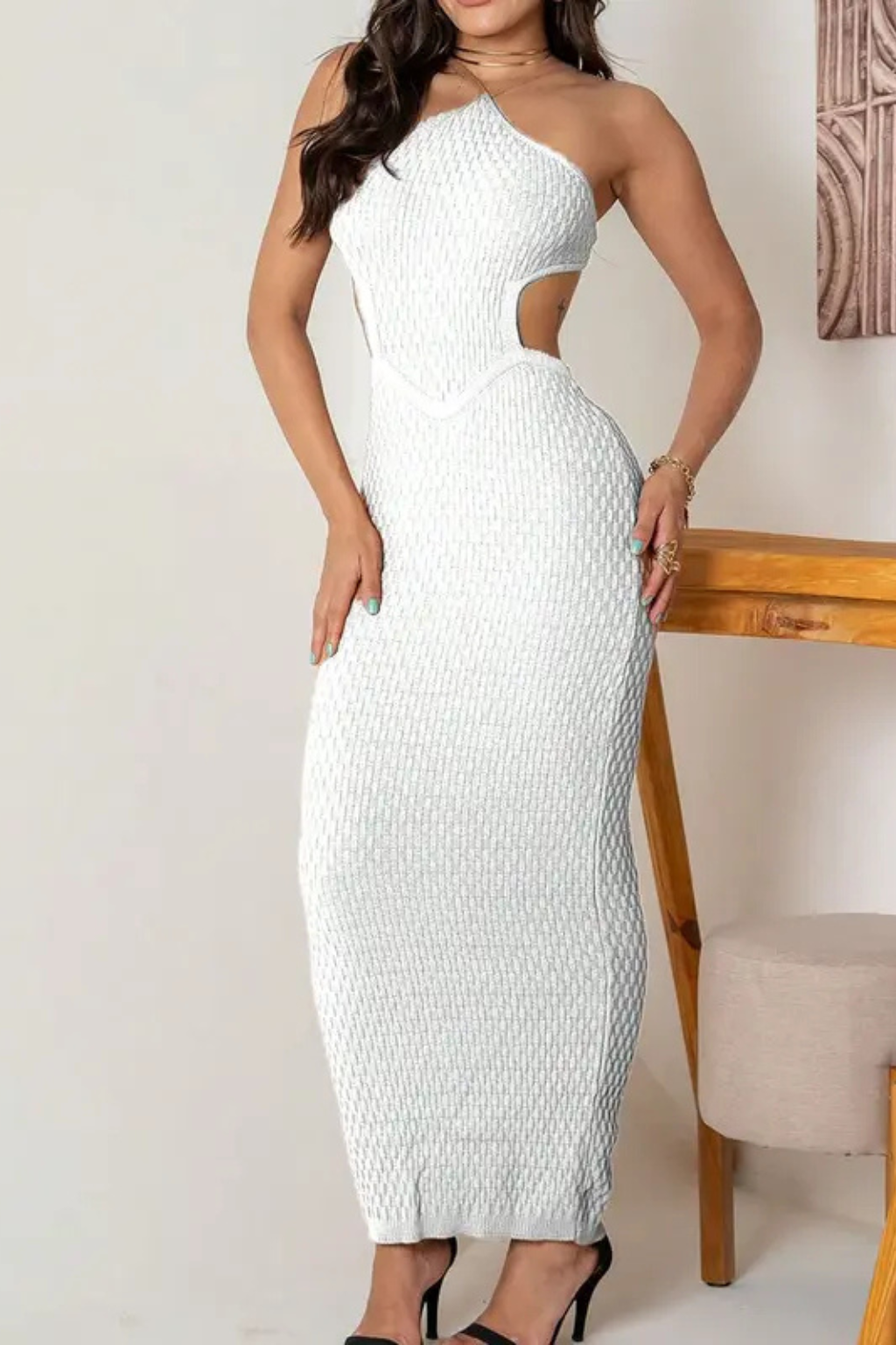 Vestido Vesati Cordao Ascosta Amarra Linha Tricot Modal